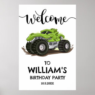 Poster Fête d'anniversaire de camion monstre minimal Garç