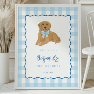 Poster Fête d'anniversaire de chiot Golden Retriever Bien
