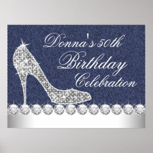 Poster Fête d'anniversaire de Denim et Diamonds