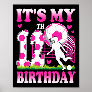 Poster Fête d'anniversaire de fille de 12 ans thème footb