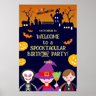 Poster Fête d'anniversaire de fille en costume d'Hallowee