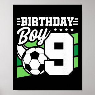 Poster Fête d'anniversaire de football - Garçon de 9 ans