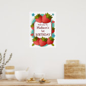 Poster Fête d'anniversaire de fraises Personnalisée (Cuisine)