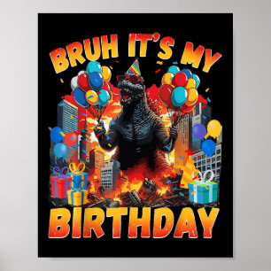 Poster Fête d'anniversaire de Kaiju Japon Monstre Dinosua