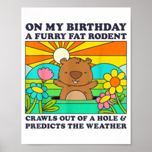 Poster Fête d'anniversaire de la marmotte jour férié drôl