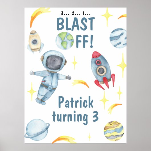 Poster Fête d'anniversaire de l'astronaute (Devant)