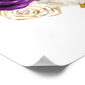 Poster Fête d'anniversaire de l'élégante fleur violet fon (Coin)