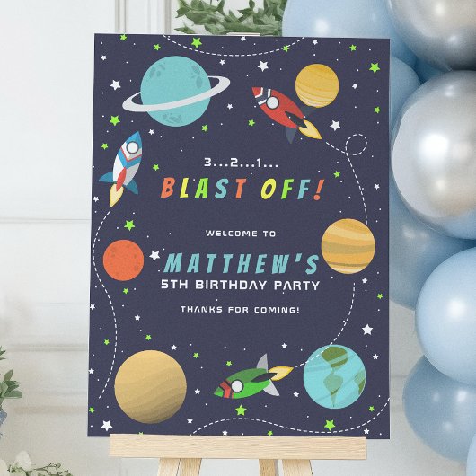 Poster Fête d'anniversaire de vaisseau spatial extraterre