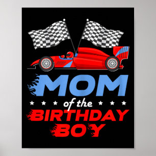 Poster Fête d'anniversaire de voiture de course Maman ado