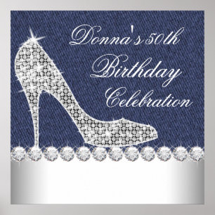Poster Fête d'anniversaire Denim et Diamants