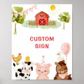 Poster Fête d'anniversaire des animaux de ferme Custom (Devant)