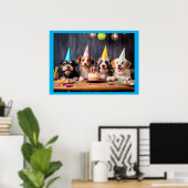 Poster Fête d'anniversaire des chiens (Bureau à domicile)