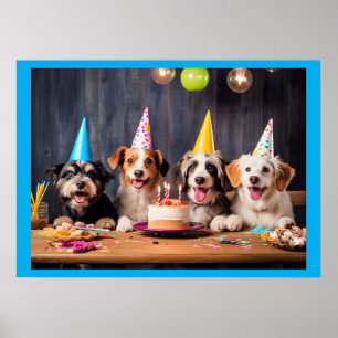 Poster Fête d'anniversaire des chiens