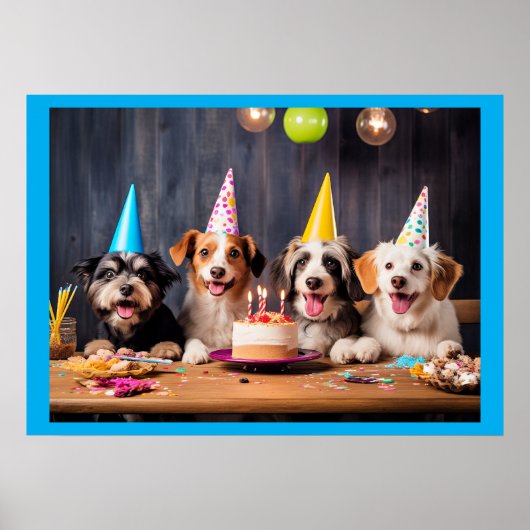 Poster Fête d'anniversaire des chiens (Devant)