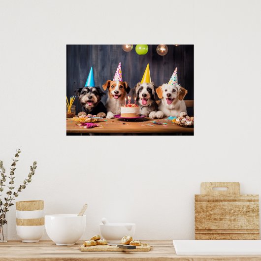 Poster Fête d'anniversaire des chiens (Cuisine)