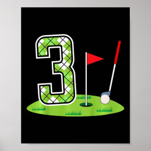 Poster Fête d'anniversaire des enfants de 3 ans Golf Boy
