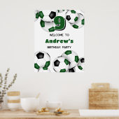 Poster fête d'anniversaire des filles de soccer noir vert (Cuisine)