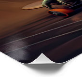 Poster Fête d'anniversaire dinosaure T-Rex à skateboard (Coin)