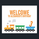 Poster Fête d'anniversaire du train<br><div class="desc">Ce design amusant et coloré est parfait pour toute petite fête d'anniversaire de garçon ou de fille ! Jetez également un coup d'oeil à tous nos accessoires amusants et festifs avec ce design,  y compris des notes de remerciement,  des autocollants,  des étiquettes cadeaux et plus encore!</div>