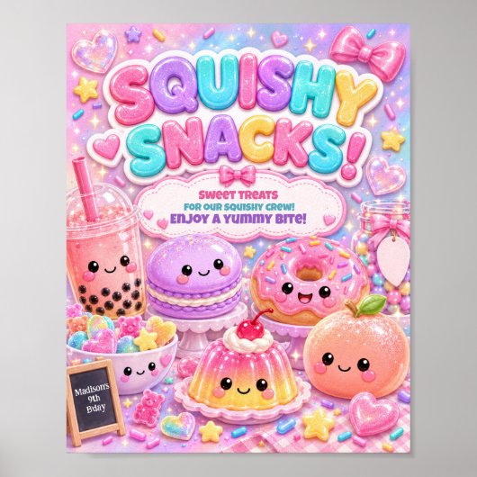 Poster Fête d'anniversaire Glitter Rainbow Squishy Snacks (Devant)