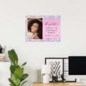 Poster Fête d'anniversaire Glitter Rose Sweet 16 (Bureau à domicile)