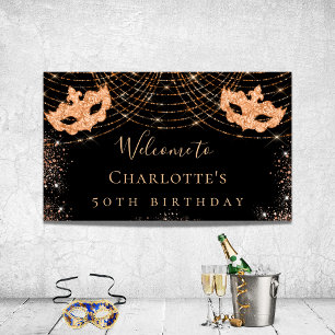Poster Fête d'anniversaire Masquerade en or noir parties 