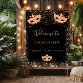 Poster Fête d'anniversaire Masquerade en or noir parties 