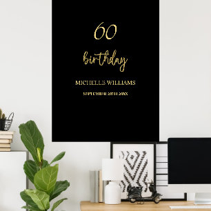 Poster Fête d'anniversaire moderne Black and Gold