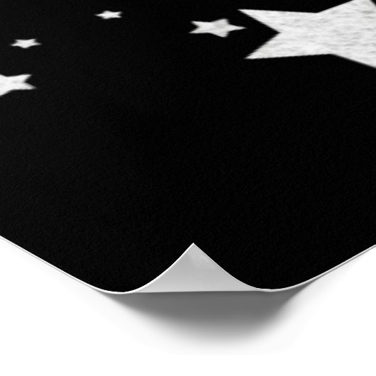 Poster fête d'anniversaire noir argent étoiles accueil él (Coin)