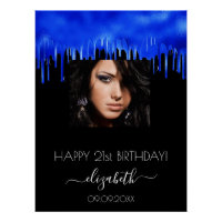 fête d'anniversaire noir royal bleu gouttes photo 