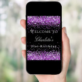 Poster fête d'anniversaire noir violet parties scintillan