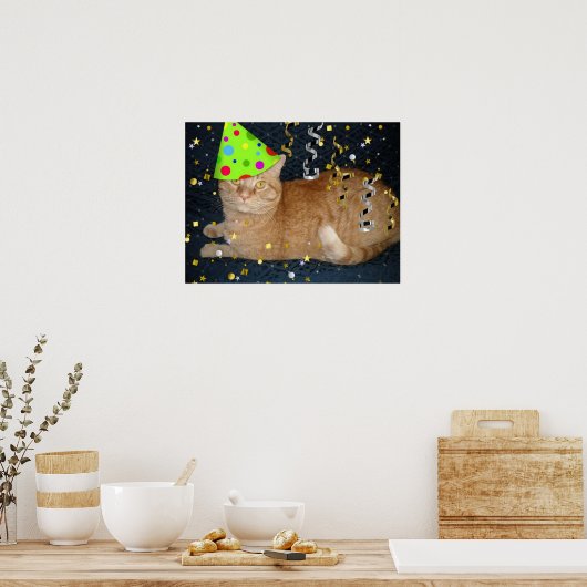Poster Fête d'anniversaire Orange Tabby Cat (Cuisine)