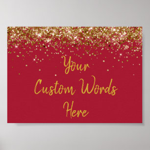 Poster Fête d'anniversaire pailletée de Bourgogne et d'Or