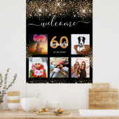 Poster fête d'anniversaire parties scintillant d'or noir (Cuisine)