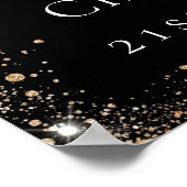 Poster fête d'anniversaire parties scintillant en or noir (Coin)