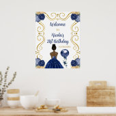 Poster Fête d'anniversaire Peau noire Princesse Marine Bi (Cuisine)