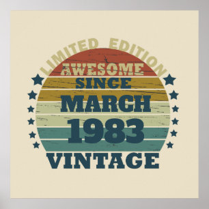 Poster Fête d'anniversaire personnalisée 40 ans vintage