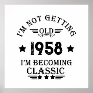 Poster Fête d'anniversaire personnalisée vintage 65 ans
