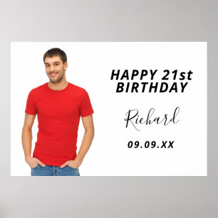 Poster fête d'anniversaire photo personnalisée blanc mode