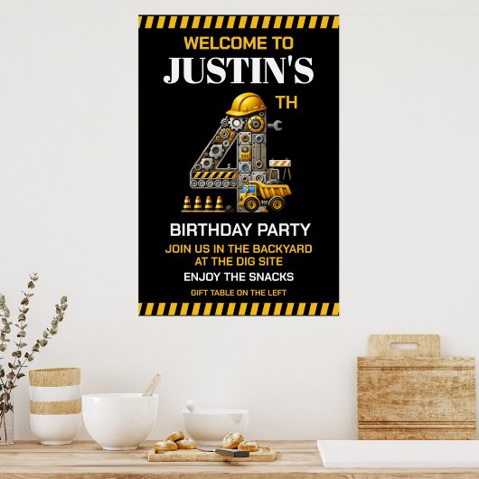 Poster Fête d'anniversaire pour les 4 ans de Construction (Cuisine)