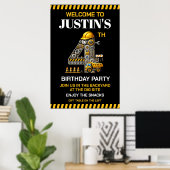 Poster Fête d'anniversaire pour les 4 ans de Construction (Bureau à domicile)