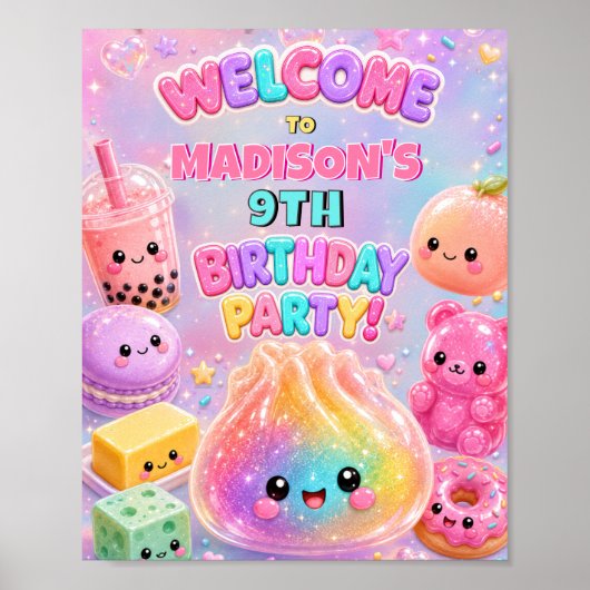 Poster Fête d'anniversaire Rainbow Glitter Dumpling Squis (Devant)
