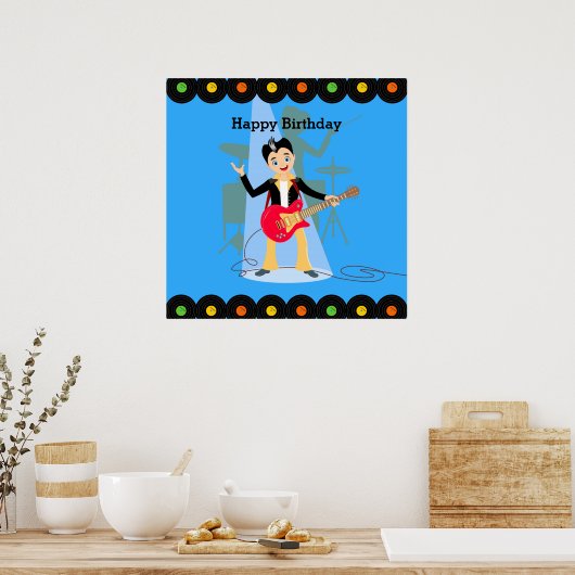 Poster Fête d'anniversaire Rock Star Boy (Cuisine)