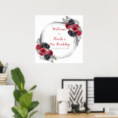 Poster Fête d'anniversaire rouge et argent (Bureau à domicile)