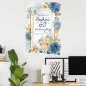 Poster Fête d'anniversaire signe de bienvenue avec fleurs (Bureau à domicile)