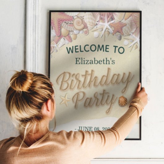 Poster Fête d'anniversaire Summer Beach Starfish Sea Welc