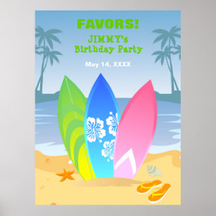 Poster Fête d'anniversaire Surf's up boy