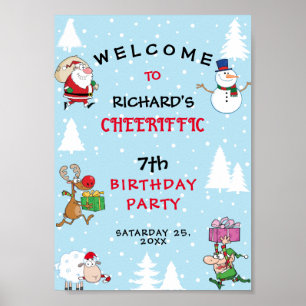 Poster Fête d'anniversaire thème Noël drôle pour enfants