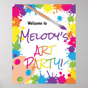 Poster Fête d'art couleur anniversaire de bienvenue
