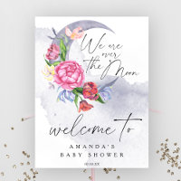 Fête de baby shower de bienvenue sur la lune Fleur
